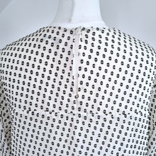 Load image into Gallery viewer, Whistles Blouse Silk Blend Swiss Dot White Ruffle Top 3/4 Sleeves Lined 10
