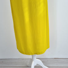 Load image into Gallery viewer, Zara Slip Dress Midi Yellow Colourblock Strappy Party Evening Deep V Neck Small
