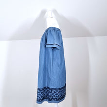 Load image into Gallery viewer, White Stuff Dress Denim Chambray Off the Shoulder Bardot Blue Embroidered 8
