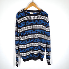 Load image into Gallery viewer, Redefined Rebel Jumper Men&#39;s Sagan Knit Blue Geometric Jacquard Cotton Medium
