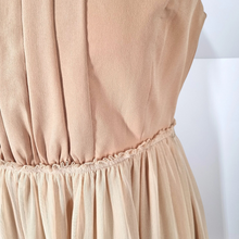 Load image into Gallery viewer, Zara Nude Dress Cocktail Tulle Skirt Ruffle Collar Occasion Knee Length Medium
