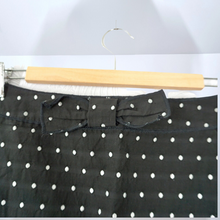 Load image into Gallery viewer, Moschino Skirt Mini Bow Black Silver Swiss Polka Dot Bodycon Pocket 50s Pinup 10
