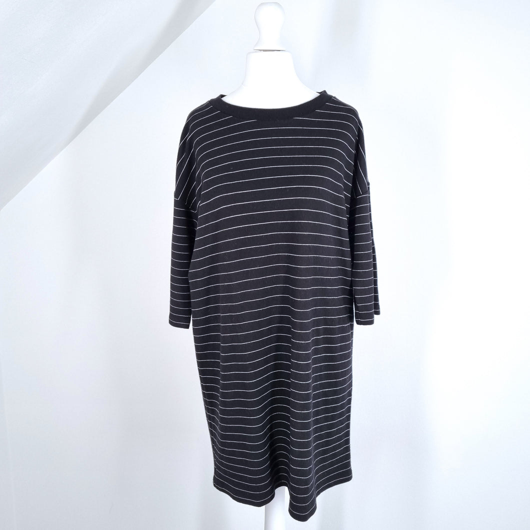 & Other Stories Long T-shirt Tunic Striped Black White Breton Mini Dress 8