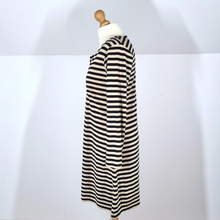 Load image into Gallery viewer, Gudrun Sjoden Dress Striped Pockets Skater A Line Smock Tunic Black Cotton XS
