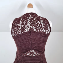 Load image into Gallery viewer, AllSaints Dress Party Mini Cocktail Crinkle Lace Brown Burgundy Ula Skate Medium
