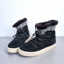 Load image into Gallery viewer, Toms Alpine Ankle Boots Real Leather Suede Faux Fur Booties Hiking Lace Up UK 5
