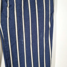 Load image into Gallery viewer, Reformation Trousers Paper Bag Belted Striped High Waist Pants Navy Blue UK 8
