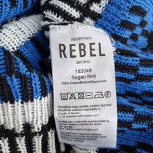 Load image into Gallery viewer, Redefined Rebel Jumper Men&#39;s Sagan Knit Blue Geometric Jacquard Cotton Medium
