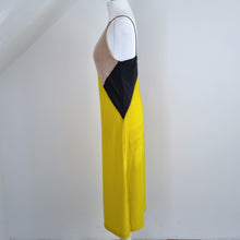 Load image into Gallery viewer, Zara Slip Dress Midi Yellow Colourblock Strappy Party Evening Deep V Neck Small
