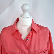 Load image into Gallery viewer, Vintage Clockhouse Silk Blouse Shirt Salmon Pink 80s C&amp;A Short Sleeves One Size
