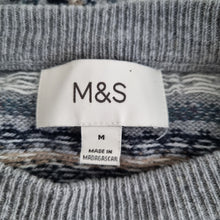 Load image into Gallery viewer, Marks &amp; Spencer Jumper Fair Isle Men&#39;s Pure New Wool Knit Nordic Grey Medium
