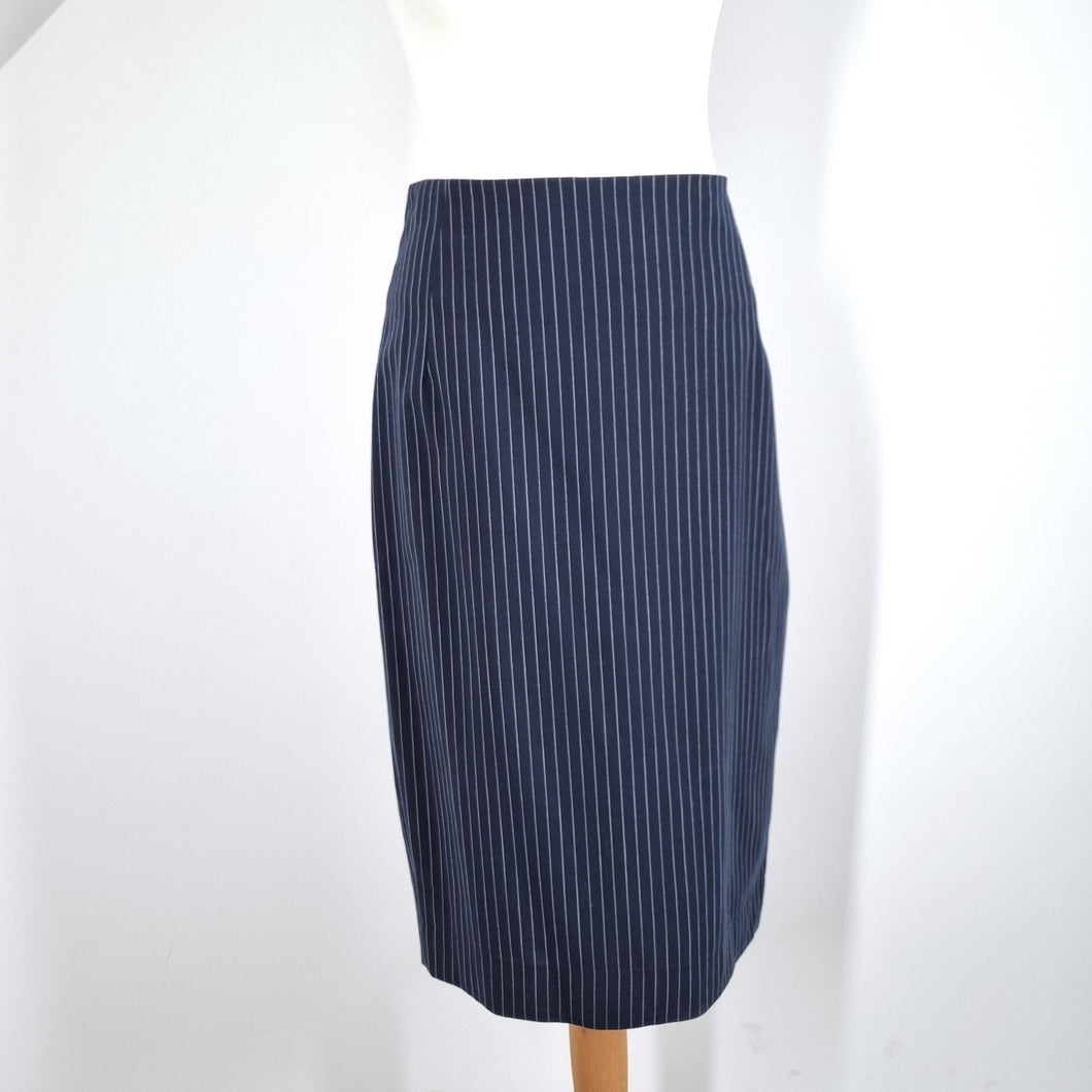 Baum Und Pferdgarten Pencil Skirt Navy Blue Pinstriped Stripes Work Lined 12