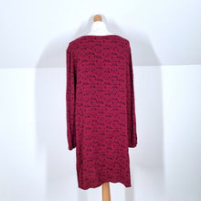 Load image into Gallery viewer, Des Petits Hauts Dress Tunic Dark Red Aztec Heart Knee Long Sleeves T4 UK 14
