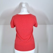 Load image into Gallery viewer, Marks &amp; Spencer 100% Cashmere Jumper Short Sleeves Coral Blouse Top V Neck 10
