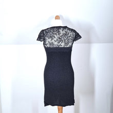 Load image into Gallery viewer, Free People Dress Bodycon Mini Lace Ruched Black Stretch Goth Party Boho Medium
