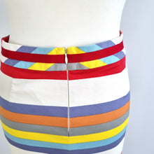 Load image into Gallery viewer, Boden Pencil Skirt Striped Multicoloured Rainbow Stretch Knee Length Cotton 10 L
