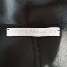 Load image into Gallery viewer, Didier Parakian Dress 100% Silk Black Drop Waist Hitched Tunic Bright Print 10
