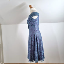 Load image into Gallery viewer, Pretty Eccentric Lace Dress Occasion Wedding Guest Off the Shoulder Blue 50s 10
