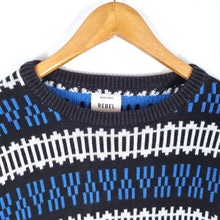 Load image into Gallery viewer, Redefined Rebel Jumper Men&#39;s Sagan Knit Blue Geometric Jacquard Cotton Medium
