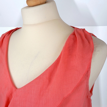 Load image into Gallery viewer, 120% Lino Cami Top 100% Linen Vest Coral Frill Ruffle Sleeveless Blouse 10
