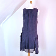 Load image into Gallery viewer, Phase Eight Blouse 100% Silk Navy Blue Tunic Draped Asymmetric Sleeveless Medium
