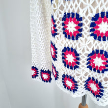 Load image into Gallery viewer, Handmade Crochet Jumper Granny Squares White Scoop Neck Lightweight Knit L XL
