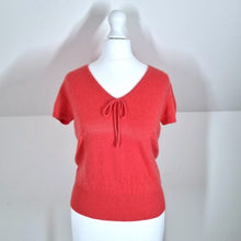 Load image into Gallery viewer, Marks &amp; Spencer 100% Cashmere Jumper Short Sleeves Coral Blouse Top V Neck 10
