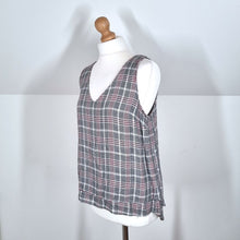 Load image into Gallery viewer, Hush Cami Top Tartan Tank Vest Check Plaid Sleeveless Grey Layered V Neck 10
