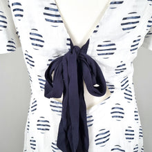 Load image into Gallery viewer, Mint Velvet Dress A Line Occasion White Navy Pattern Back Cutout Party Cotton 16
