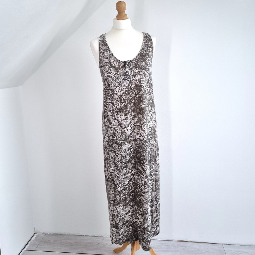 Religion Tank Dress Midi Maxi Jersey 100% Cotton Racerback Grey Patterned S 10