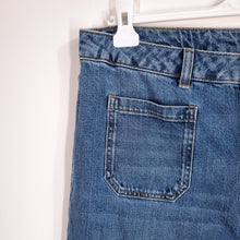 Load image into Gallery viewer, Marks &amp; Spencer Flare Jeans Front Pockets Mid Blue High Rise Bellbottoms 18 S
