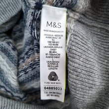 Load image into Gallery viewer, Marks &amp; Spencer Jumper Fair Isle Men&#39;s Pure New Wool Knit Nordic Grey Medium
