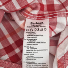 Load image into Gallery viewer, Barbour Check Shirt Women&#39;s Red White Plaid Shoreline Cotton Relaxed Fit Top 10
