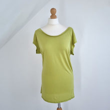 Load image into Gallery viewer, AllSaints T-shirt Tunic Off the Shoulder Chartreuse Green Viscose Y2K Medium
