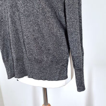 Load image into Gallery viewer, Whistles Jumper Sparkly Lurex Top Metallic V Neck Lightweight Grey Party Medium
