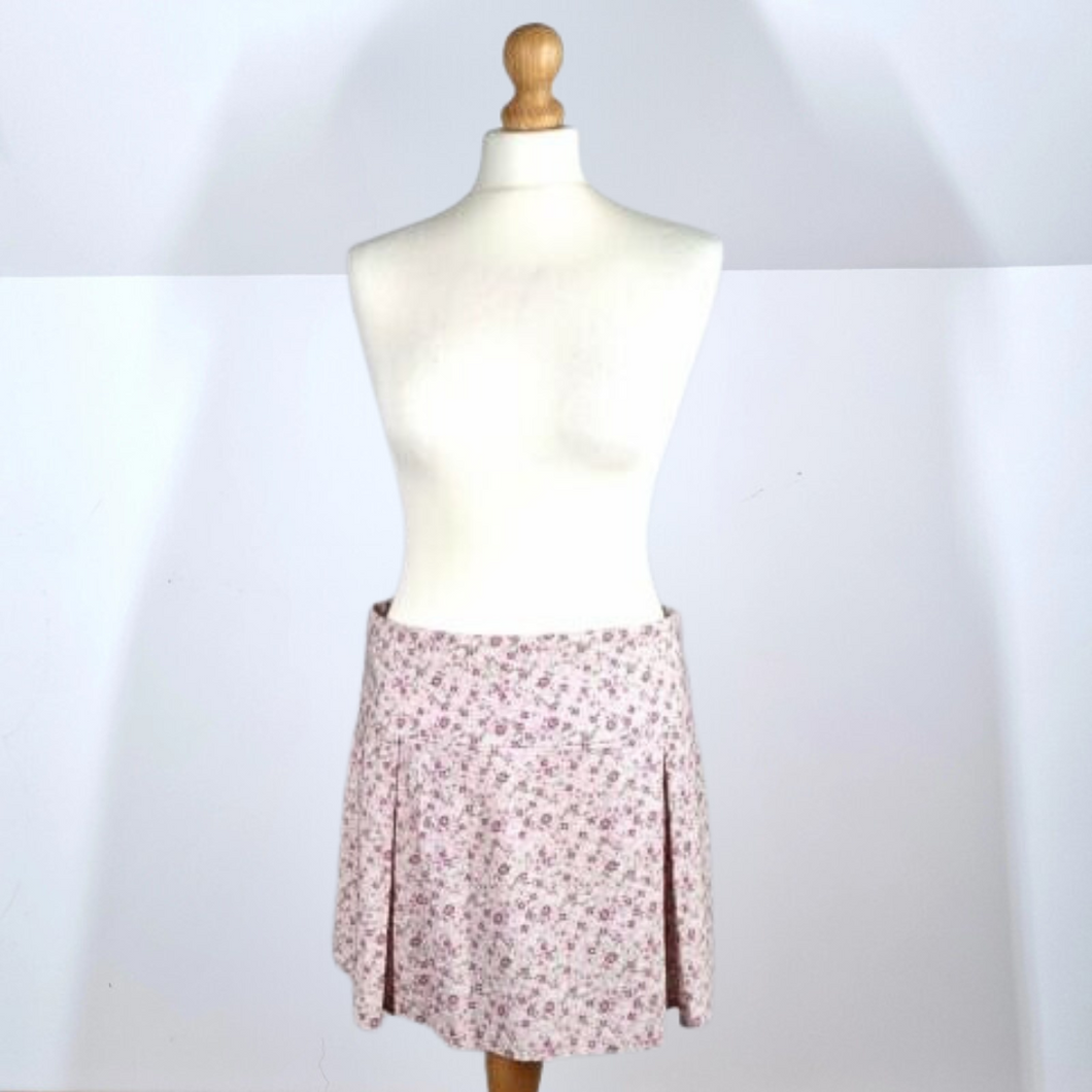 Topshop Y2K Skirt Micro Mini Vintage Ditsy Floral Lilac Tenis Pleated Cottage 12