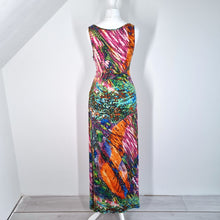 Load image into Gallery viewer, Vintage Miss Sixty Dress Maxi Y2K Multicoloured Jersey Party Occasion V Neck XS
