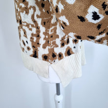 Load image into Gallery viewer, River Island Jumper Tiger Print Turtleneck Chunky Knit Roll Beige Sweater Small
