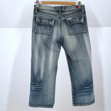 Load image into Gallery viewer, Vintage Y2K Firetrap Jeans Cropped Faded Zippers Light Blue Acid Retro Skinny 28
