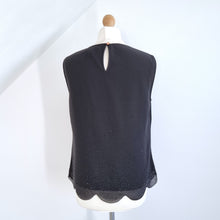 Load image into Gallery viewer, Ted Baker Camisole Top Black Rhinestones Embellished Scalloped  Party T2 Medium
