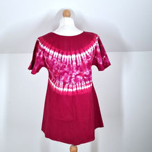 Load image into Gallery viewer, Vintage Tie-Dye Top Tunic Handmade Burgundy A Line Festival Boho Hippie 8 10
