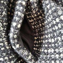 Load image into Gallery viewer, Vince Jacket Leather Boucle Biker Real Lamb Sleeves Wool Black Tweed Large
