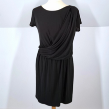 Load image into Gallery viewer, White Company Dress Black Grecian Draped Microfibre Work Party Tunic LBD Small
