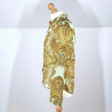 Load image into Gallery viewer, Ted Baker Blouse Paisley Ornate Baroque Print Chain Gold Mint Top Shirt 8
