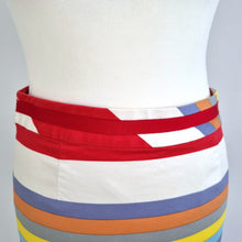 Load image into Gallery viewer, Boden Pencil Skirt Striped Multicoloured Rainbow Stretch Knee Length Cotton 10 L
