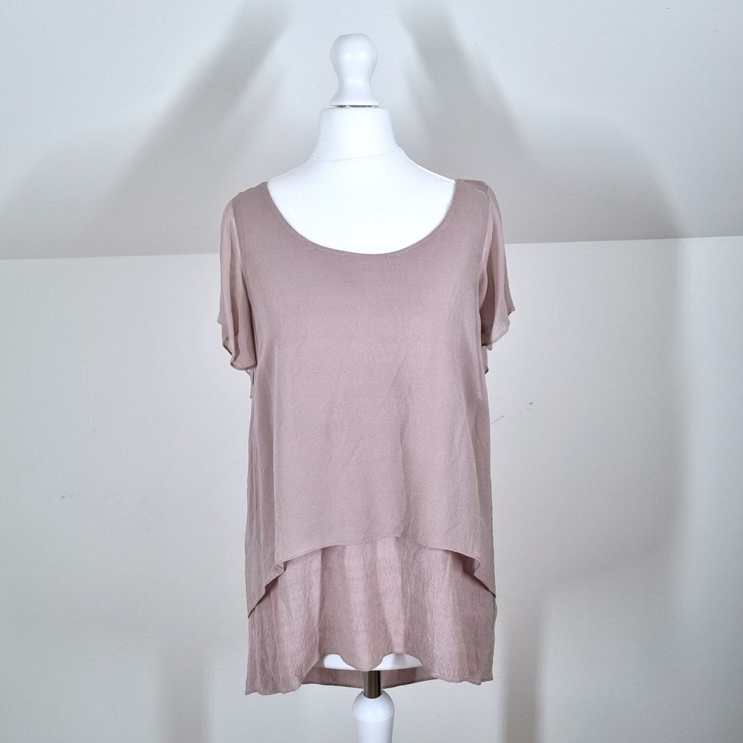 Mint Velvet Blouse Layered Effect Light Brown Top T-shirt Tunic Lagenlook 8