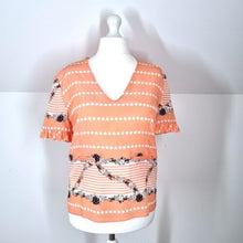 Load image into Gallery viewer, Marni Blouse 100% Silk Floral Mix Prints Peach V Neck Boxy Short Sleeves Top 16
