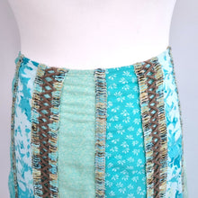 Load image into Gallery viewer, M&amp;S Per Una Skirt Midi Maxi  Panelled Patchwork A Line Blue Green Lace Up 16 R
