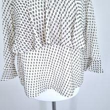 Load image into Gallery viewer, Whistles Blouse Silk Blend Swiss Dot White Ruffle Top 3/4 Sleeves Lined 10
