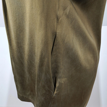 Load image into Gallery viewer, DKNY Top Silk Khaki Blouse Smock Pockets Pleated Short Sleeve Slouchy 90s Y2K 10
